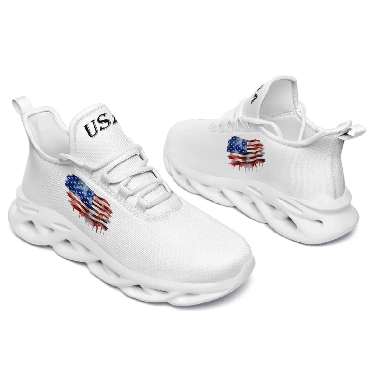 Personalized America Flag Sneakers, Custom Breathable Patriotic Shoes, Unisex Lace Up Shoes by PatriotiCustom