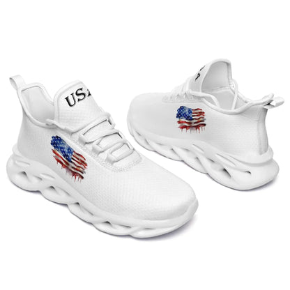 Personalized America Flag Sneakers, Custom Breathable Patriotic Shoes, Unisex Lace Up Shoes by PatriotiCustom