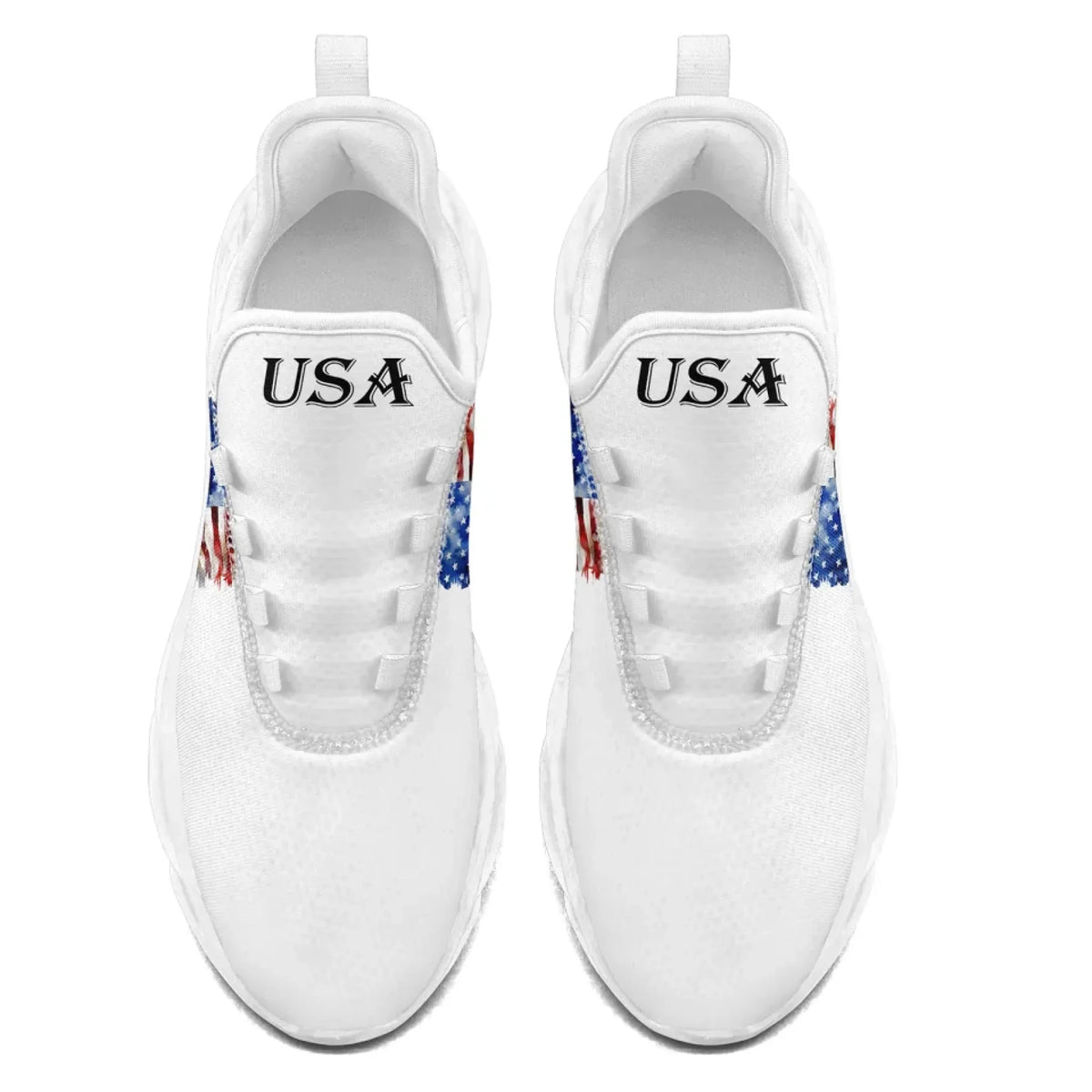 Personalized America Flag Sneakers, Custom Breathable Patriotic Shoes, Unisex Lace Up Shoes by PatriotiCustom
