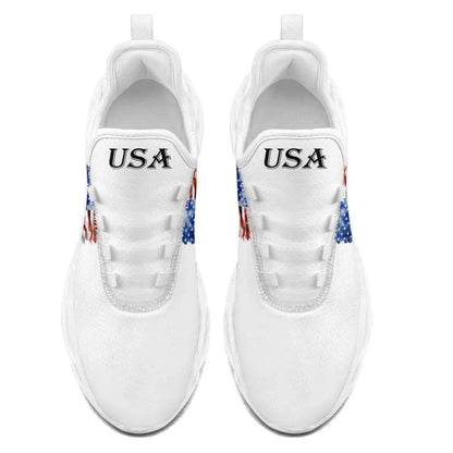 Personalized America Flag Sneakers, Custom Breathable Patriotic Shoes, Unisex Lace Up Shoes by PatriotiCustom
