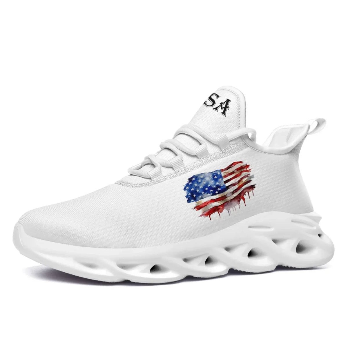 Personalized America Flag Sneakers, Custom Breathable Patriotic Shoes, Unisex Lace Up Shoes by PatriotiCustom