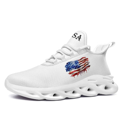 Personalized America Flag Sneakers, Custom Breathable Patriotic Shoes, Unisex Lace Up Shoes by PatriotiCustom