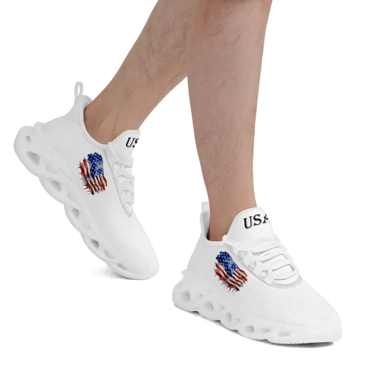 Personalized America Flag Sneakers, Custom Breathable Patriotic Shoes, Unisex Lace Up Shoes by PatriotiCustom