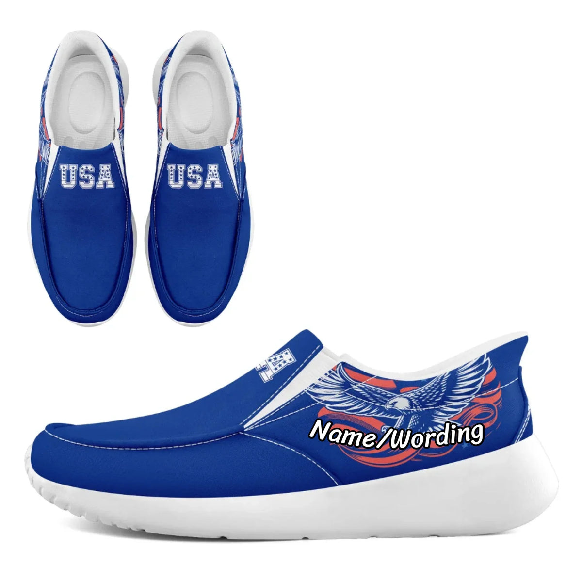 Personalized America Flag Sneakers, Custom Flag Fashion Shoes, Unisex Canvas Slip On Shoes by PatriotiCustom