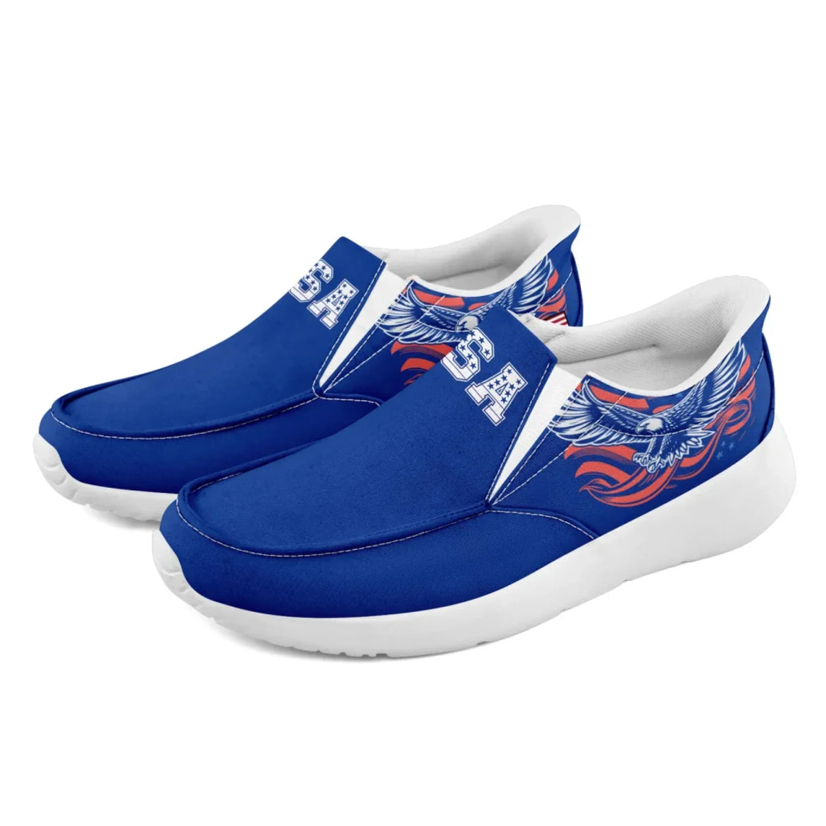 Personalized America Flag Sneakers, Custom Flag Fashion Shoes, Unisex Canvas Slip On Shoes by PatriotiCustom