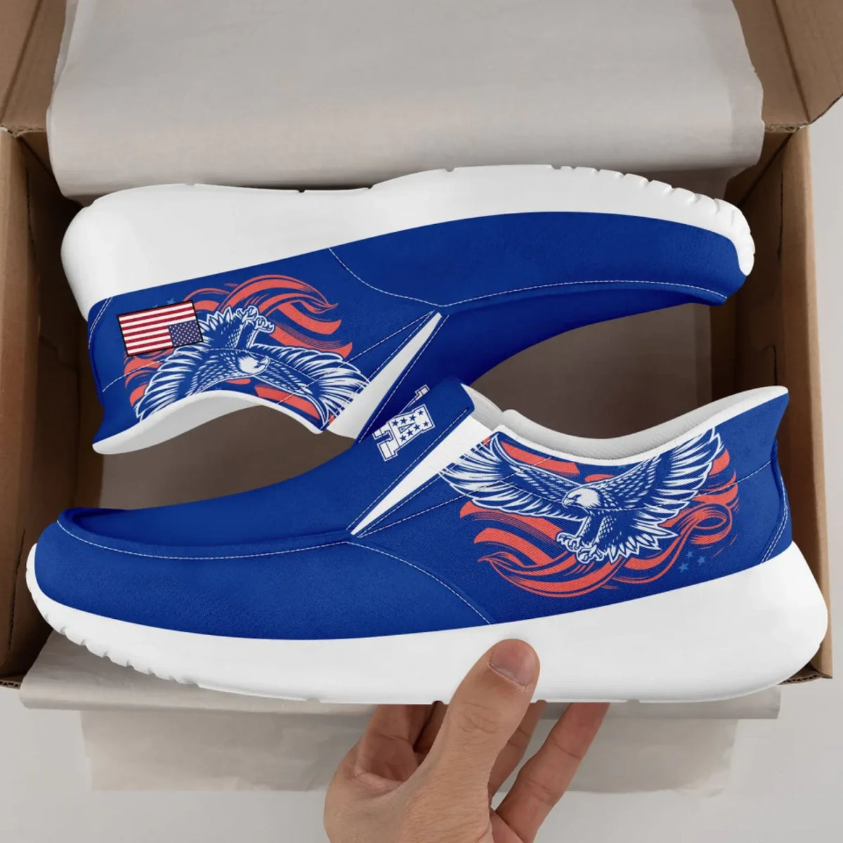 Personalized America Flag Sneakers, Custom Flag Fashion Shoes, Unisex Canvas Slip On Shoes by PatriotiCustom