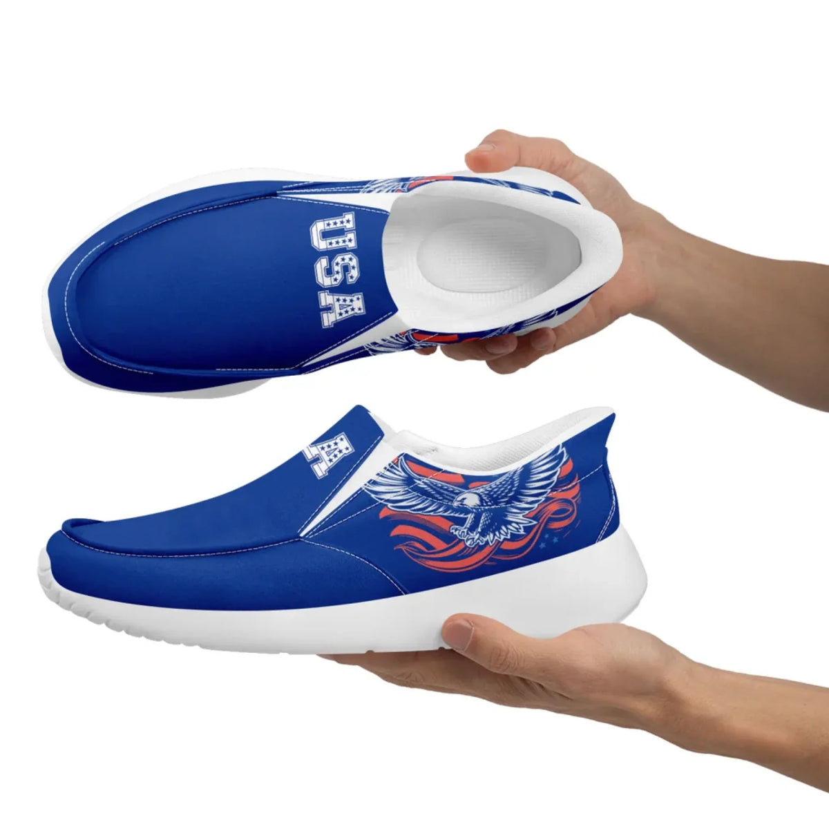 Personalized America Flag Sneakers, Custom Flag Fashion Shoes, Unisex Canvas Slip On Shoes by PatriotiCustom