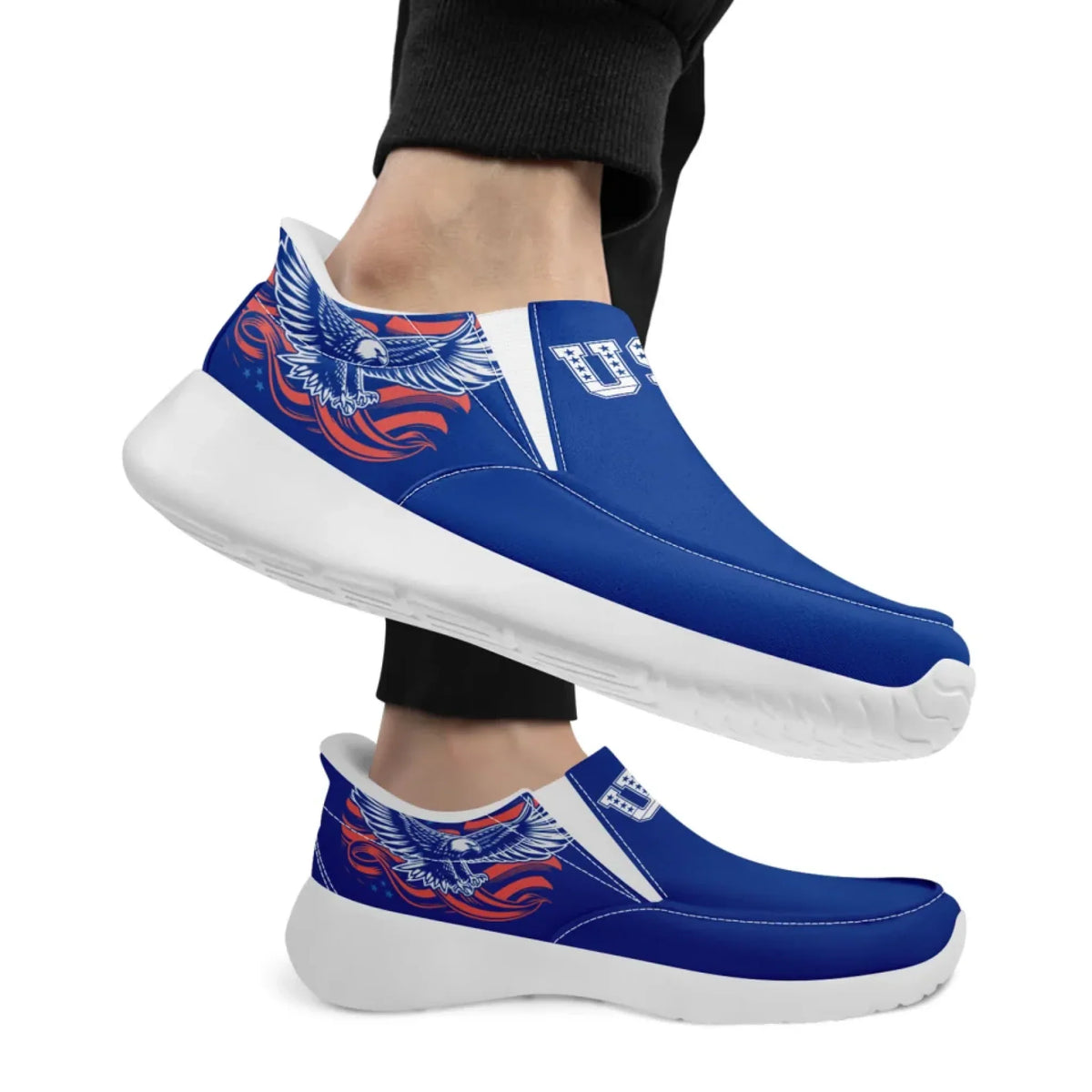 Personalized America Flag Sneakers, Custom Flag Fashion Shoes, Unisex Canvas Slip On Shoes by PatriotiCustom