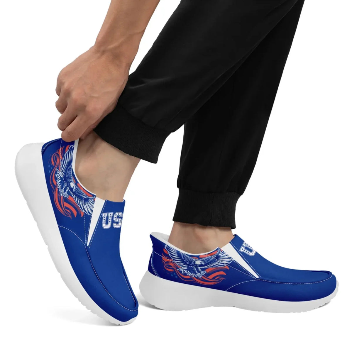 Personalized America Flag Sneakers, Custom Flag Fashion Shoes, Unisex Canvas Slip On Shoes by PatriotiCustom