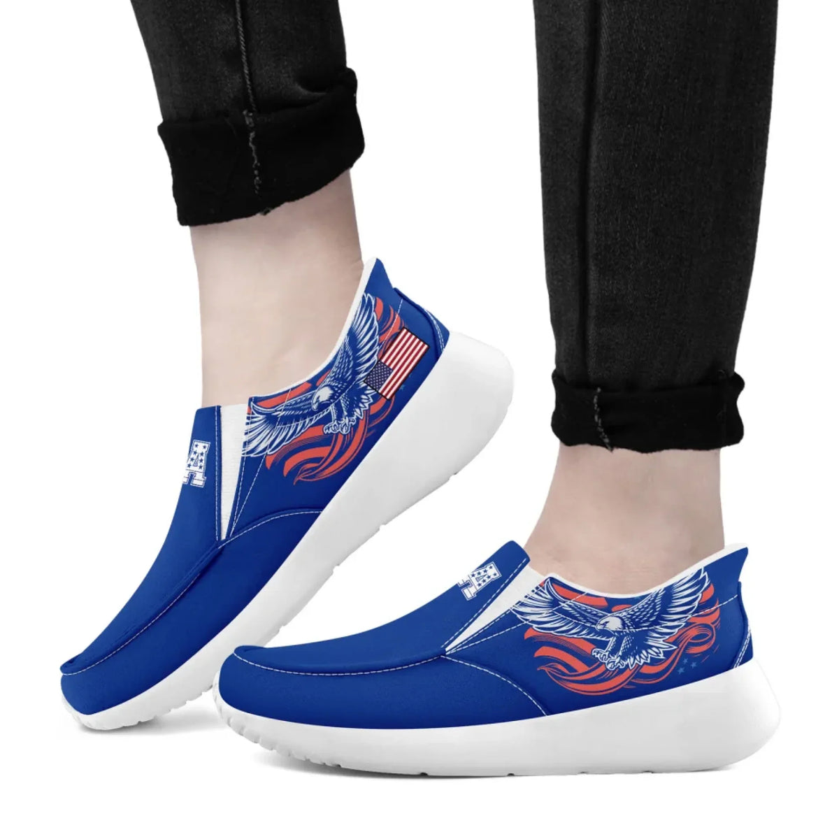 Personalized America Flag Sneakers, Custom Flag Fashion Shoes, Unisex Canvas Slip On Shoes by PatriotiCustom