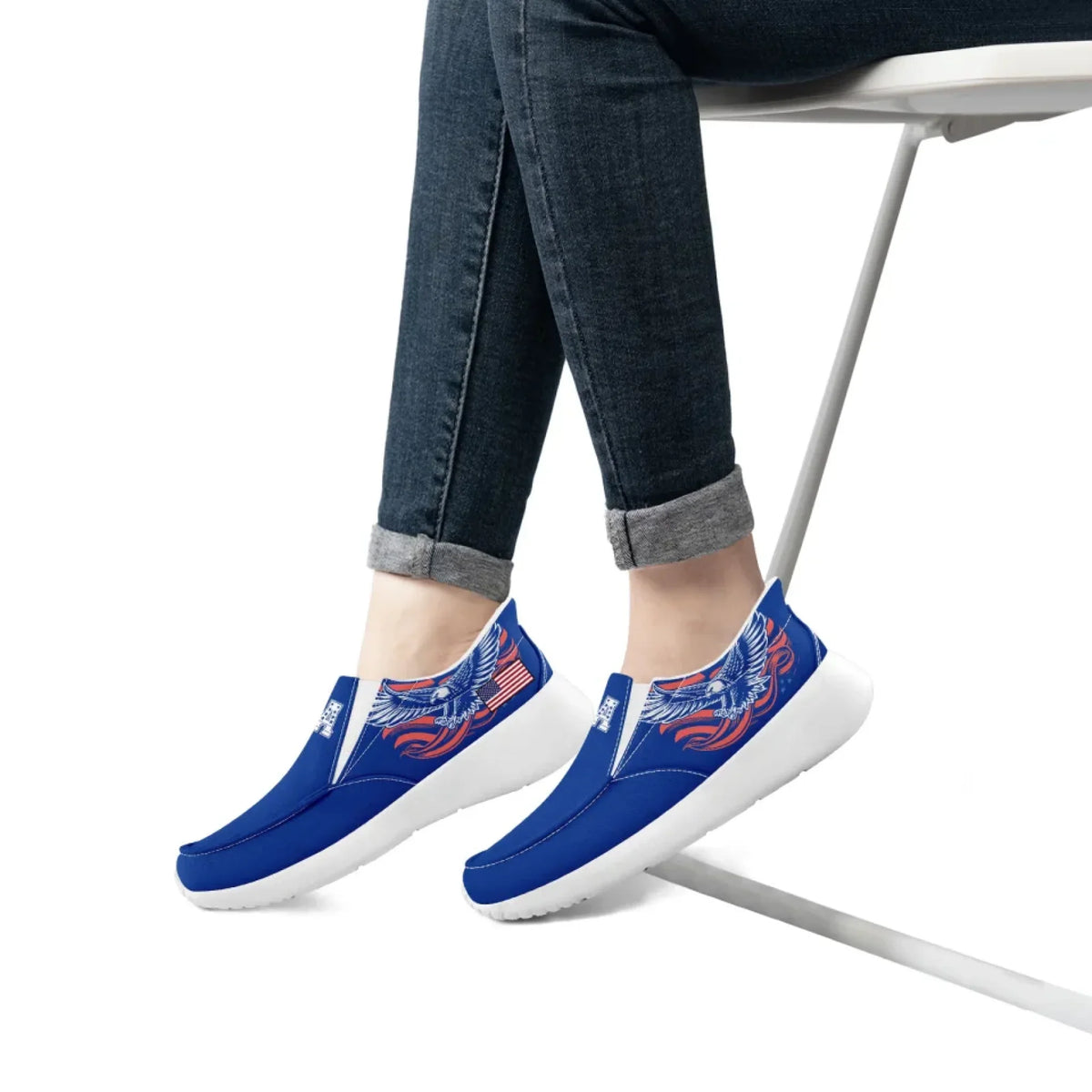 Personalized America Flag Sneakers, Custom Flag Fashion Shoes, Unisex Canvas Slip On Shoes by PatriotiCustom