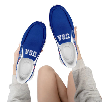Personalized America Flag Sneakers, Custom Flag Fashion Shoes, Unisex Canvas Slip On Shoes by PatriotiCustom