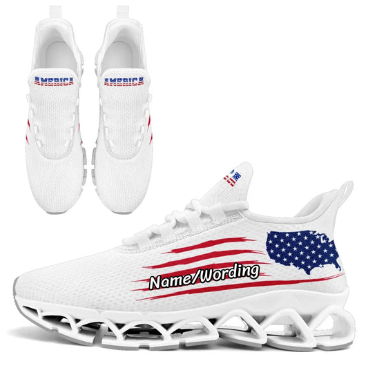 Personalized America Flag Sneakers, Custom Breathable Patriotic Shoes, Unisex Lace Up Shoes FN003XD-25028041 by PatriotiCustom