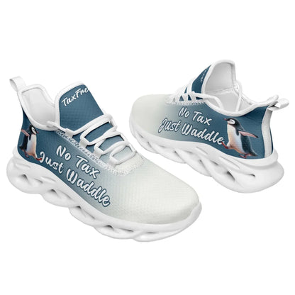 Personalized Tax Penguin Sneakers, Custom Tax Freeze Shoes, Breathable Unisex Shoes by PatriotiCustom