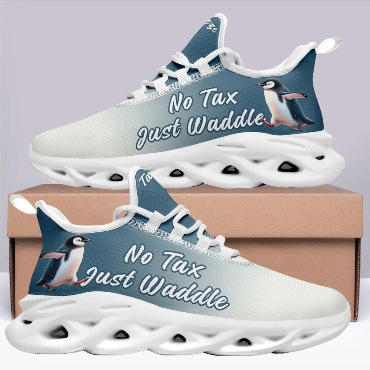 Personalized Tax Penguin Sneakers, Custom Tax Freeze Shoes, Breathable Unisex Shoes by PatriotiCustom