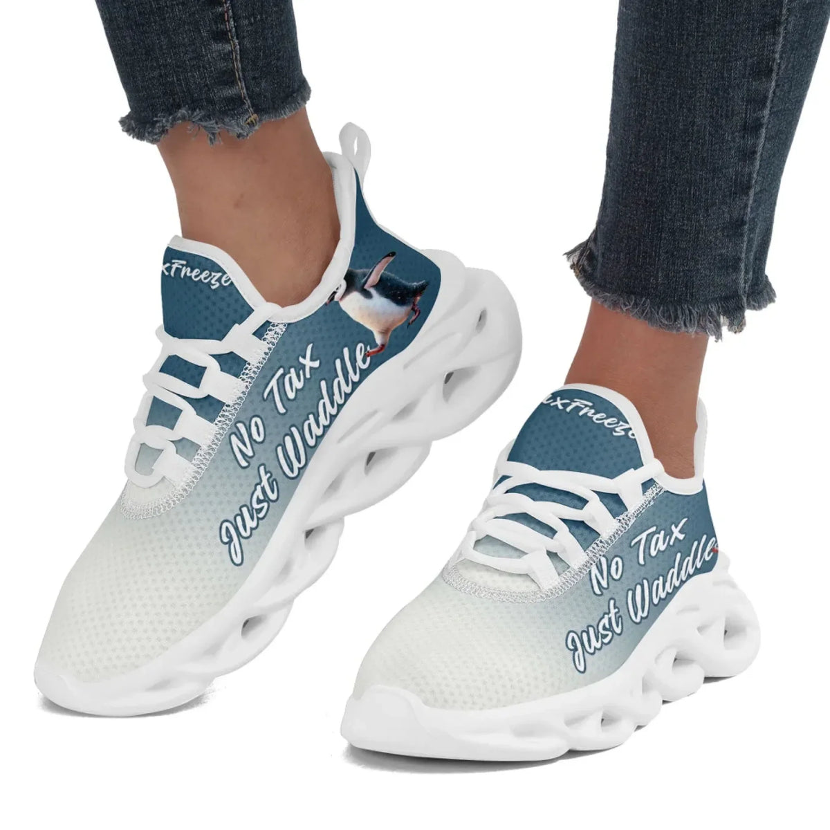 Personalized Tax Penguin Sneakers, Custom Tax Freeze Shoes, Breathable Unisex Shoes by PatriotiCustom