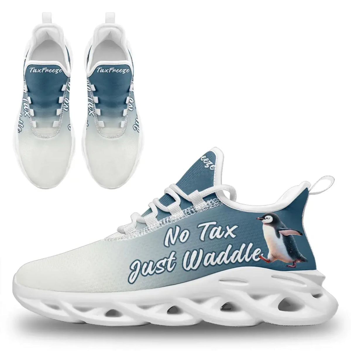 Personalized Tax Penguin Sneakers, Custom Tax Freeze Shoes, Breathable Unisex Shoes by PatriotiCustom