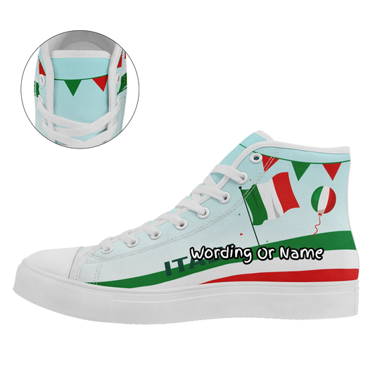 Personalized Italian Heritage High Tops Sneakers, Custom Stylish & Breathable Patriotic Shoes, Canvas Streetwear by PatriotiCustom