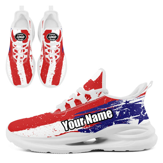 Personalized America Flag Print Sneakers, Custom Patriotic and Breathable Walking Shoes, Unisex Sports Shoes by PatriotiCustom