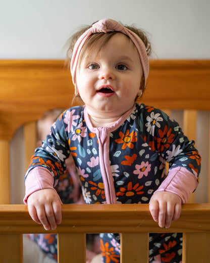 Navy wildflower bamboo zippy by Keep the Littles Wild