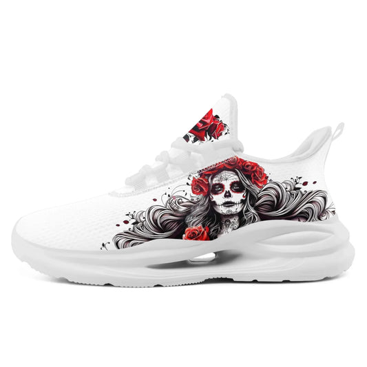 Personalized Flag with Skull Print Sneakers, Custom Breathable and Comfortable Lace Up Shoes by PatriotiCustom