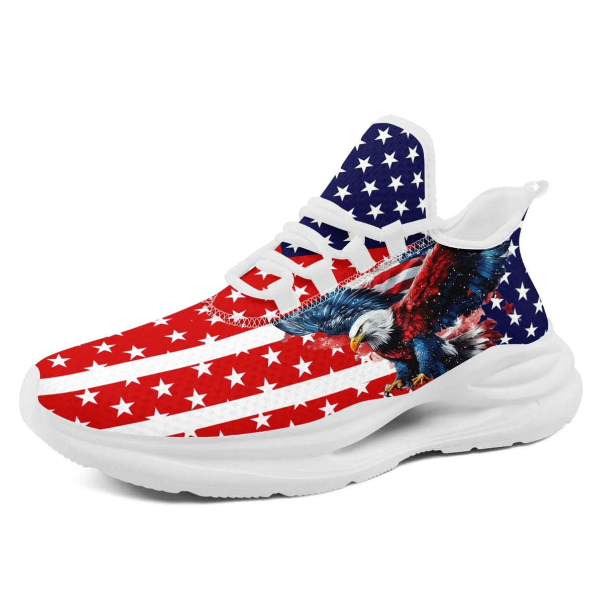 Personalized America Flag Sneakers, Custom Breathable Gym Shoes, Patriotic and Pride Walking Shoes by PatriotiCustom