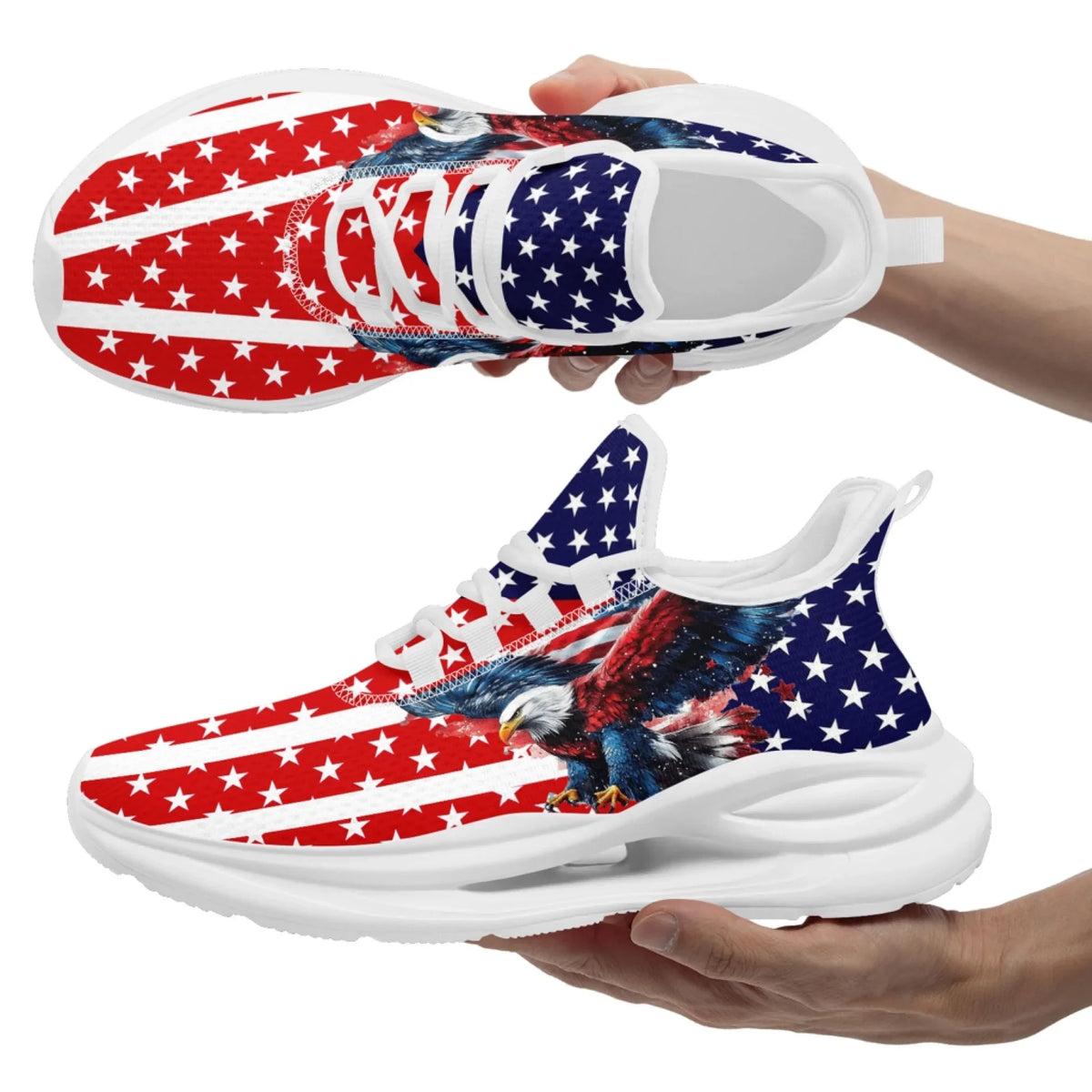 Personalized America Flag Sneakers, Custom Breathable Gym Shoes, Patriotic and Pride Walking Shoes by PatriotiCustom