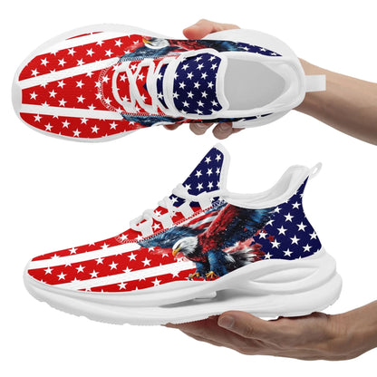 Personalized America Flag Sneakers, Custom Breathable Gym Shoes, Patriotic and Pride Walking Shoes by PatriotiCustom