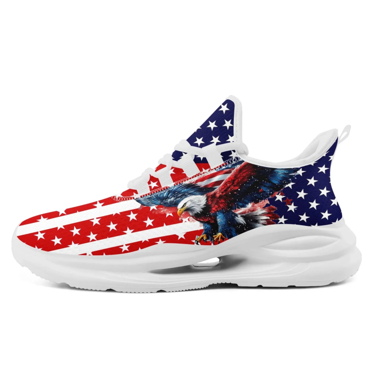 Personalized America Flag Sneakers, Custom Breathable Gym Shoes, Patriotic and Pride Walking Shoes by PatriotiCustom