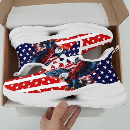 Personalized America Flag Sneakers, Custom Breathable Gym Shoes, Patriotic and Pride Walking Shoes by PatriotiCustom