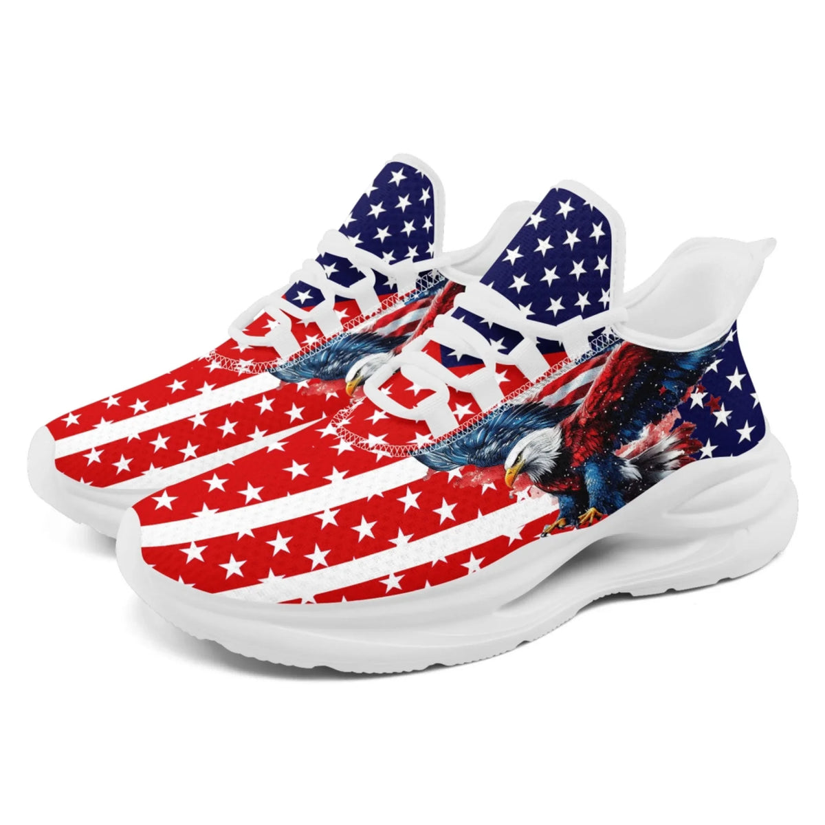 Personalized America Flag Sneakers, Custom Breathable Gym Shoes, Patriotic and Pride Walking Shoes by PatriotiCustom
