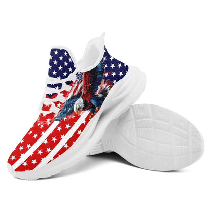 Personalized America Flag Sneakers, Custom Breathable Gym Shoes, Patriotic and Pride Walking Shoes by PatriotiCustom