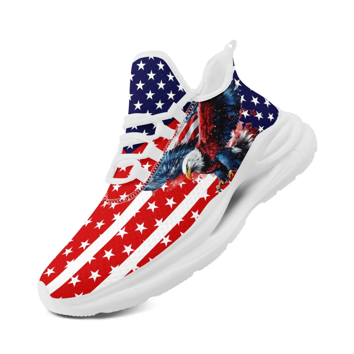 Personalized America Flag Sneakers, Custom Breathable Gym Shoes, Patriotic and Pride Walking Shoes by PatriotiCustom