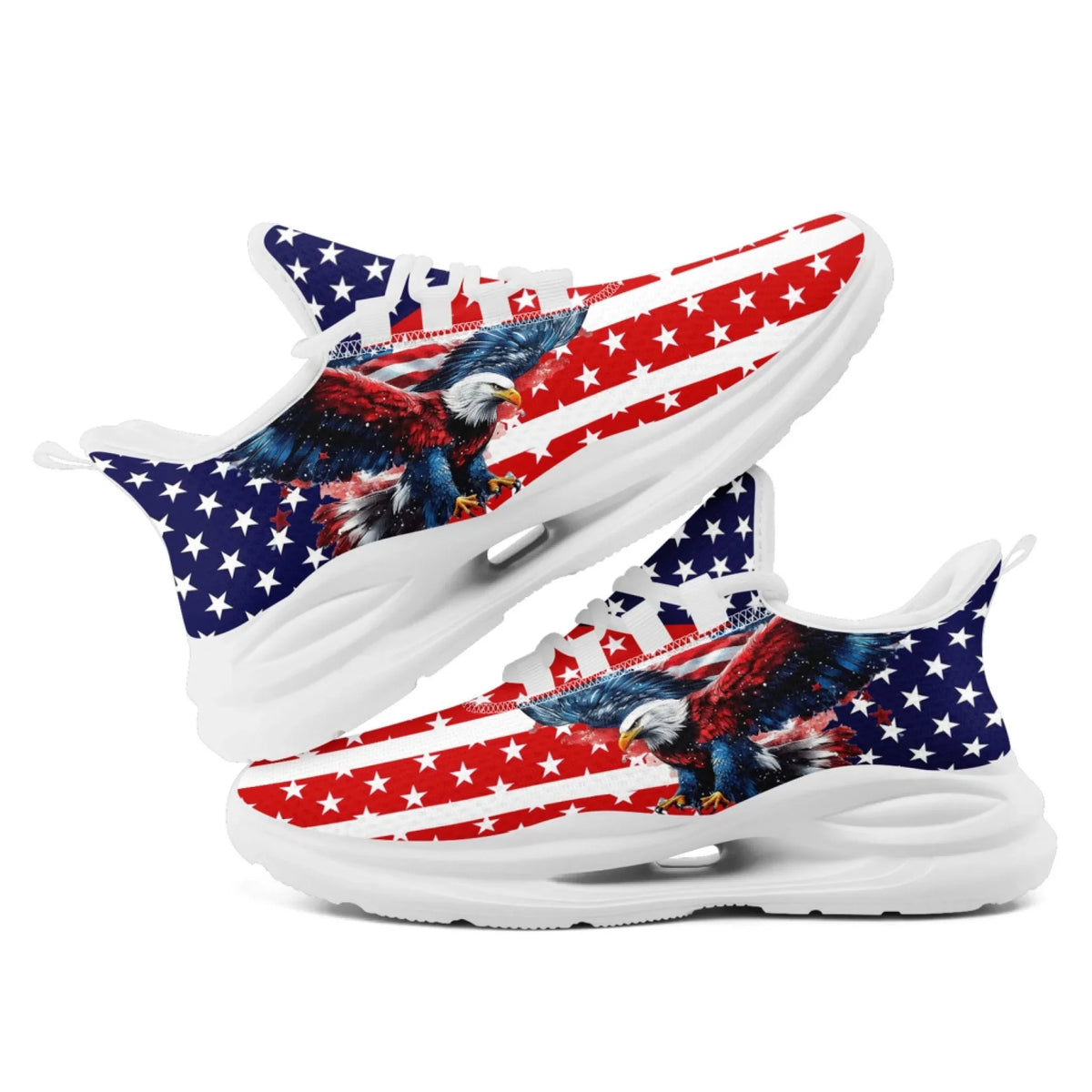 Personalized America Flag Sneakers, Custom Breathable Gym Shoes, Patriotic and Pride Walking Shoes by PatriotiCustom
