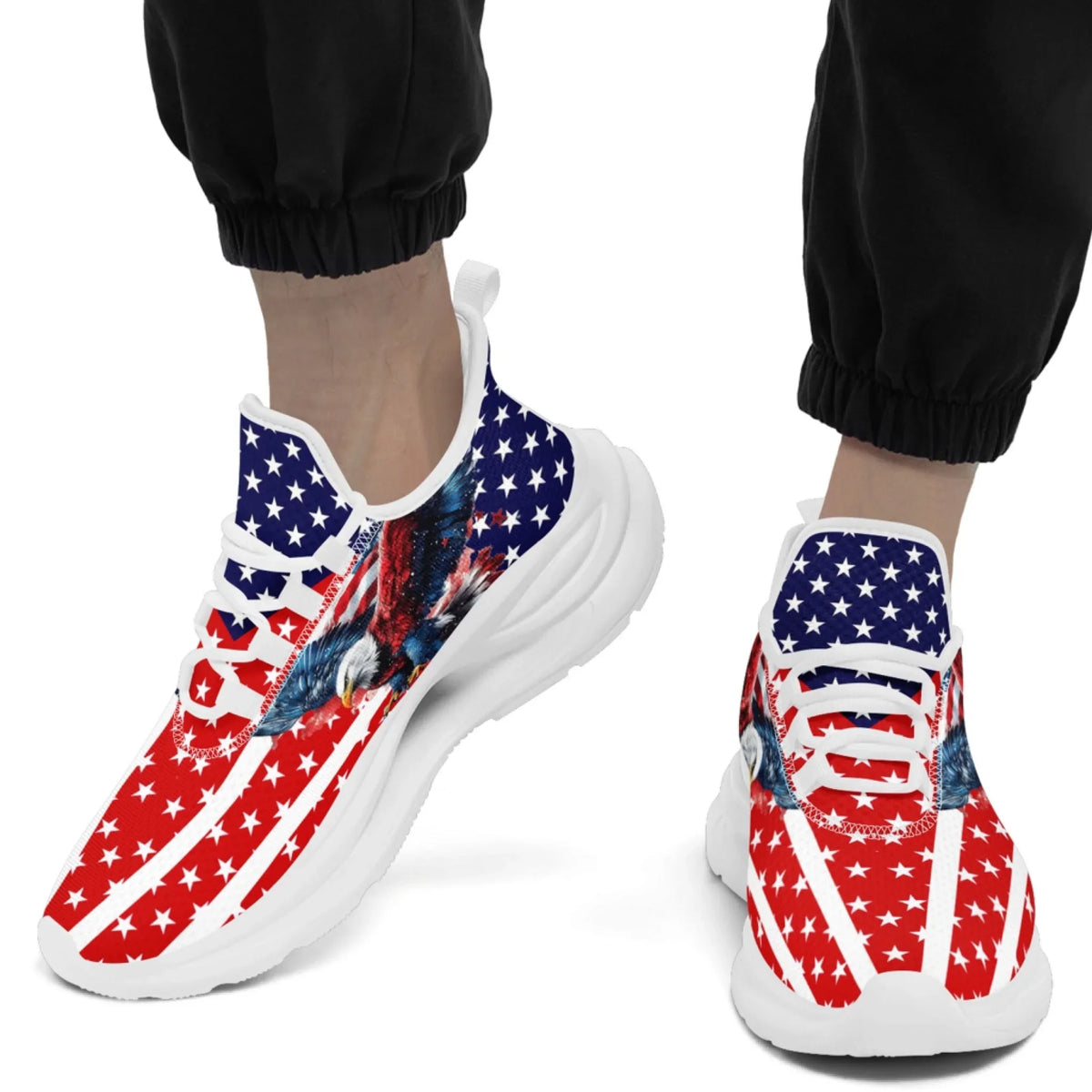 Personalized America Flag Sneakers, Custom Breathable Gym Shoes, Patriotic and Pride Walking Shoes by PatriotiCustom
