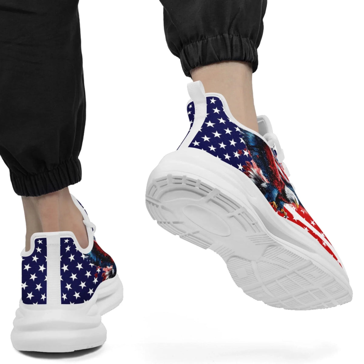 Personalized America Flag Sneakers, Custom Breathable Gym Shoes, Patriotic and Pride Walking Shoes by PatriotiCustom