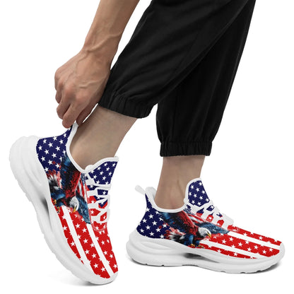 Personalized America Flag Sneakers, Custom Breathable Gym Shoes, Patriotic and Pride Walking Shoes by PatriotiCustom