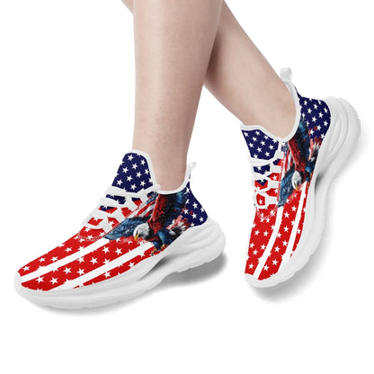 Personalized America Flag Sneakers, Custom Breathable Gym Shoes, Patriotic and Pride Walking Shoes by PatriotiCustom