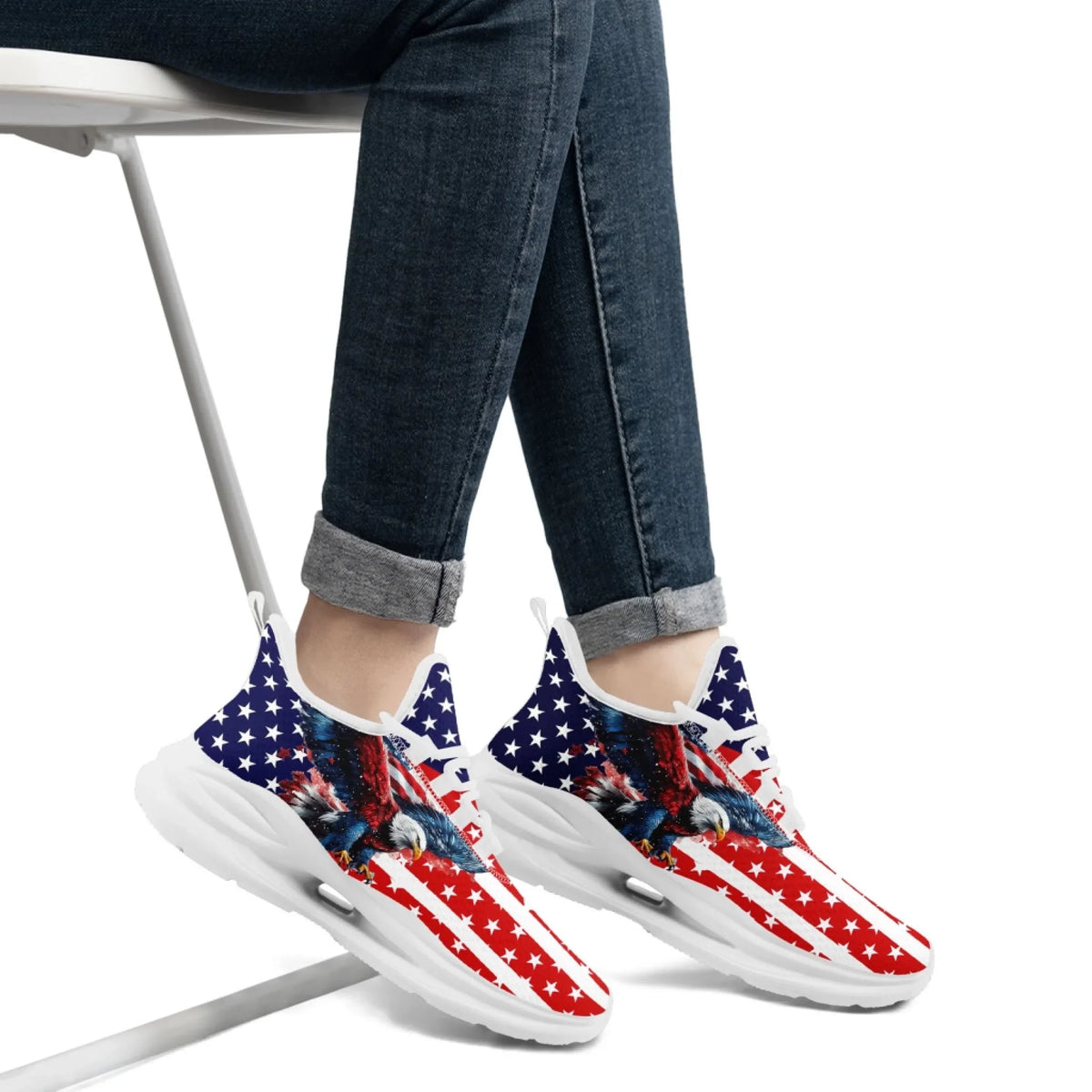 Personalized America Flag Sneakers, Custom Breathable Gym Shoes, Patriotic and Pride Walking Shoes by PatriotiCustom