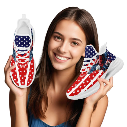 Personalized America Flag Sneakers, Custom Breathable Gym Shoes, Patriotic and Pride Walking Shoes by PatriotiCustom