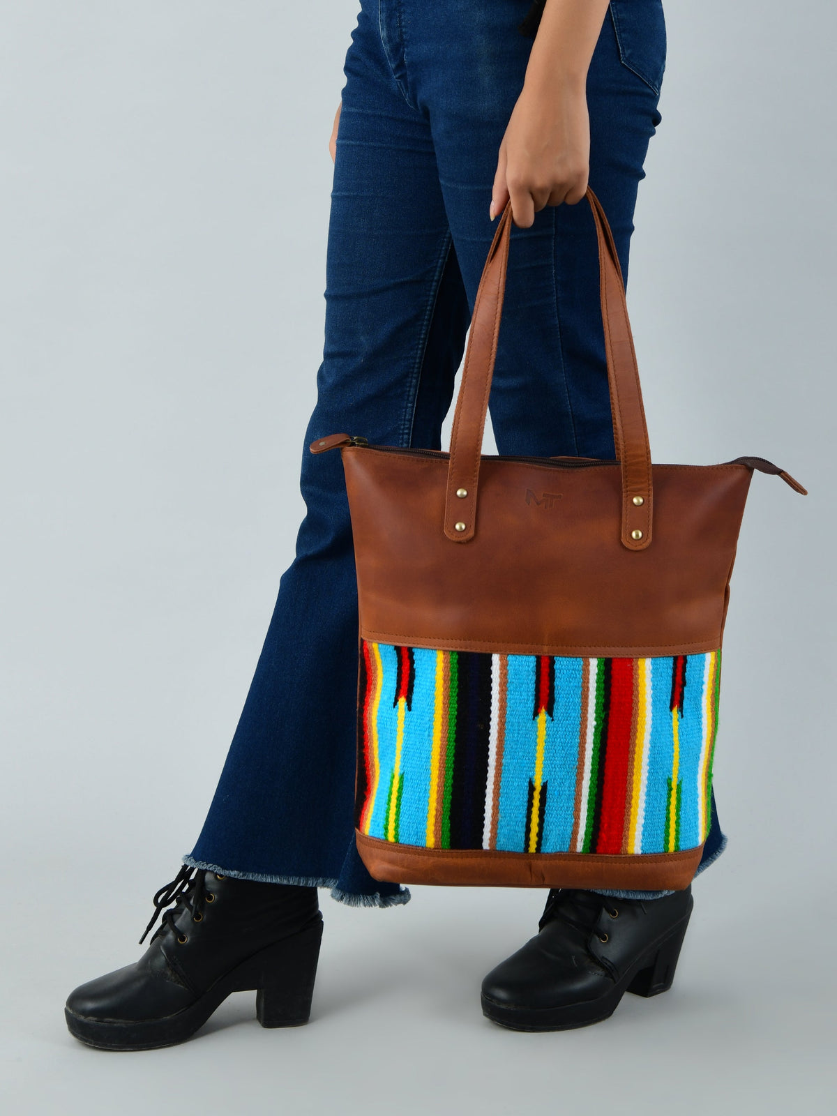 Multicoloured Leather Tote Bag by Classy Leather Bags