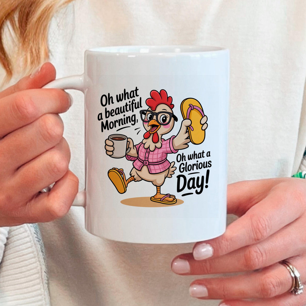 Funny Chicken Mug - Ceramic Coffee Mug, Microwave Safe Morning Cup by Joyful Moose