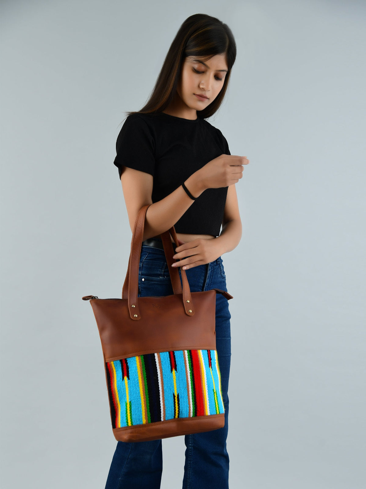 Multicoloured Leather Tote Bag by Classy Leather Bags