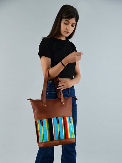 Multicoloured Leather Tote Bag by Classy Leather Bags