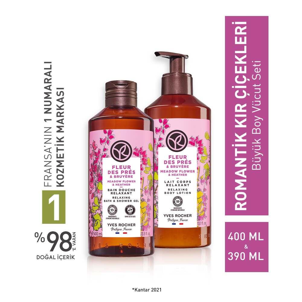 Romantic Wildflowers Large Body Care Set - Luxurious Moisturizing Shower Gel & Body Lotion - Floral Scented Gift for Her by Beauty Care Bag