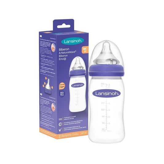 Lansinoh 240 ml Baby Bottle with NaturalWave Nipple - Comfortable Feeding Solution for Infants by Beauty Care Bag