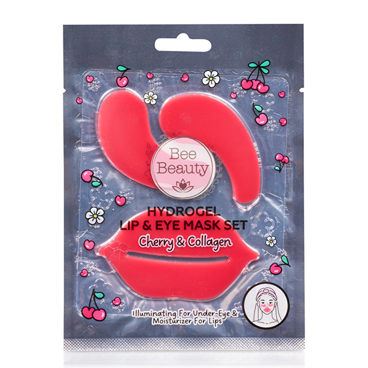 Bee Beauty cherry hydrogel lip and eye mask set