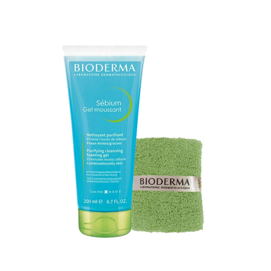 Bioderma Sebium Cleansing Gel and Towel Set - Gentle Skincare for Sensitive Skin by Beauty Care Bag