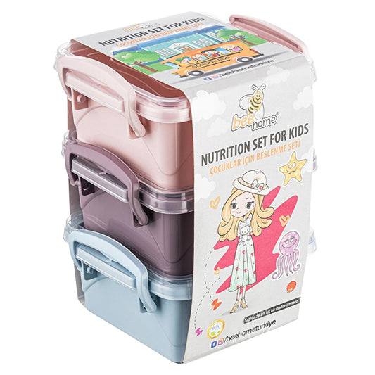 Bee Home 3-Piece Food Storage Container Set: 350ml, Dishwasher Safe - Bento Box for Kids, Meal Prep & Kitchen Organization by Beauty Care Bag