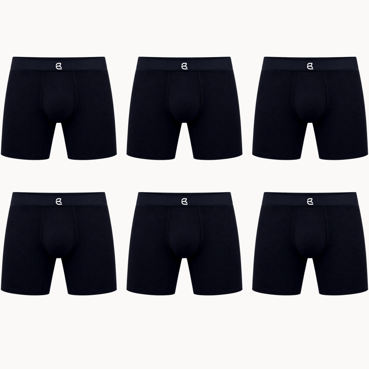 Breevar men's seamless long boxer briefs 6-pack, black